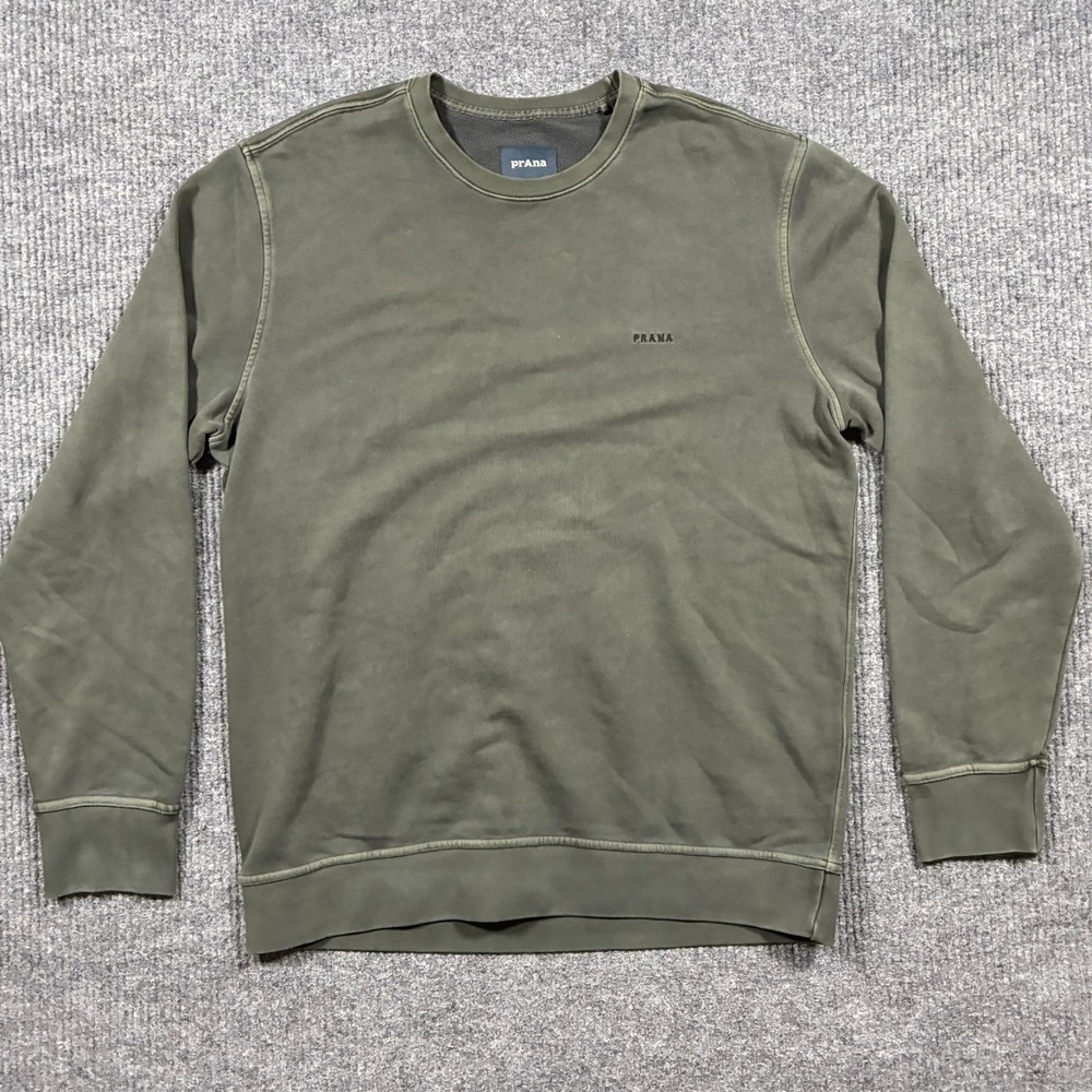 prAna Mens Crewneck Sweatshirt Size XL‎ Olive Green Pullover Casual Outdoor